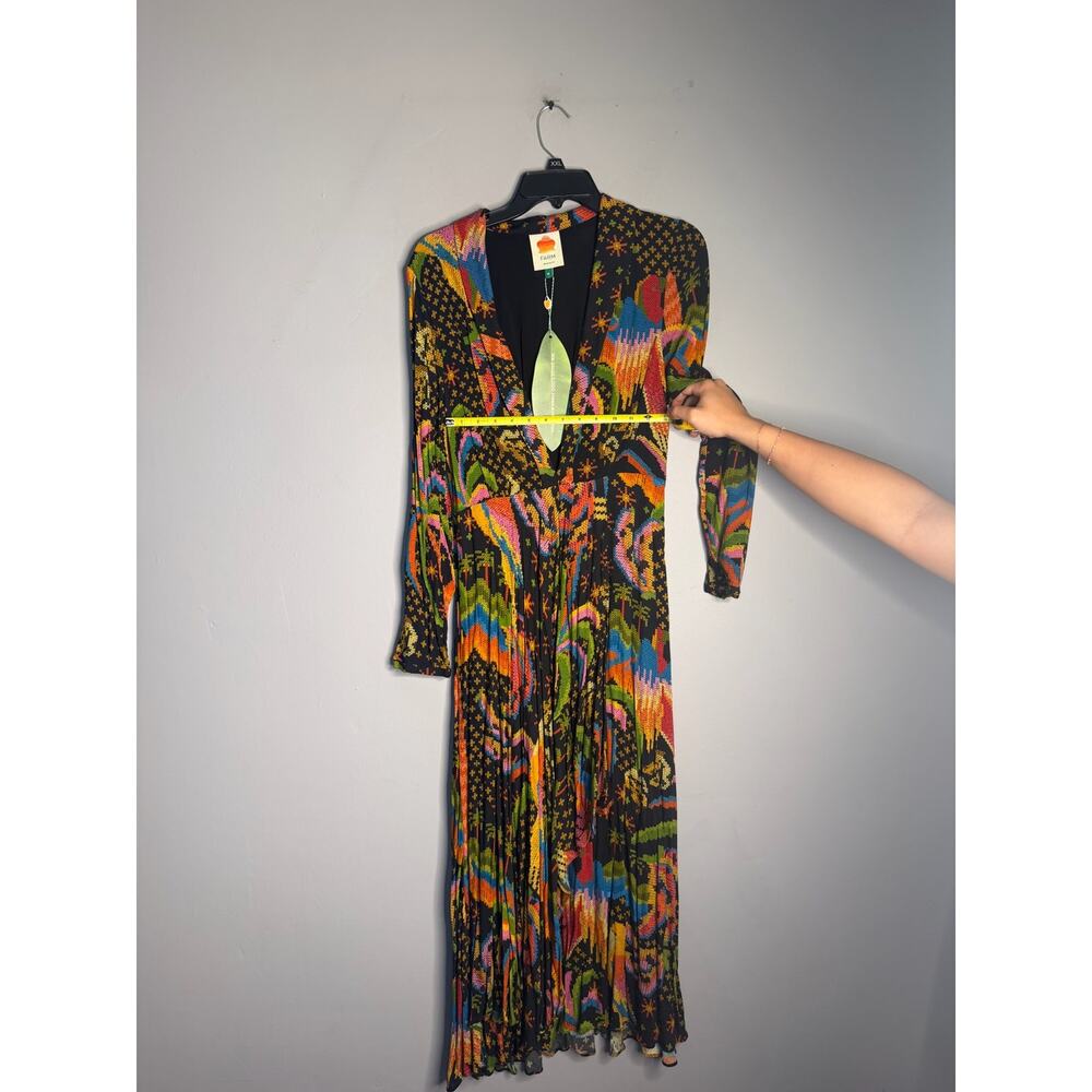 Farm Rio Macaw Island Maxi Dress Green Tropical Print Sleeveless Size Medium M - Picture 5 of 6